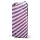 White Slanted Lines Over Pink Fumes iPhone 6/6s or 6/6s Plus 2-Piece Hybrid INK-Fuzed Case