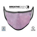 White Slanted Lines Over Pink Fumes - Made in USA Mouth Cover Unisex Anti-Dust Cotton Blend Reusable & Washable Face Mask with Adjustable Sizing for Adult or Child