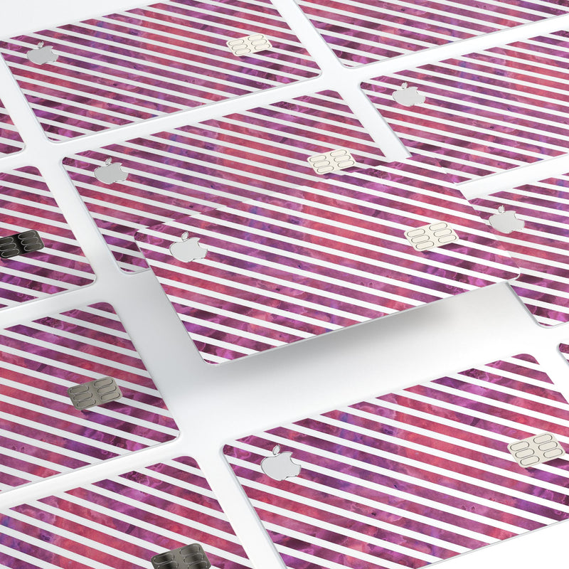 White Slanted Lines Over Pink and Purple Grunge Surface - Premium Protective Decal Skin-Kit for the Apple Credit Card