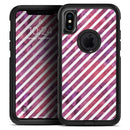 White Slanted Lines Over Pink and Purple Grunge Surface - Skin Kit for the iPhone OtterBox Cases