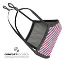 White Slanted Lines Over Pink and Purple Grunge Surface - Made in USA Mouth Cover Unisex Anti-Dust Cotton Blend Reusable & Washable Face Mask with Adjustable Sizing for Adult or Child