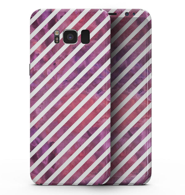 White Slanted Lines Over Pink and Purple Grunge Surface - Samsung Galaxy S8 Full-Body Skin Kit