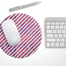 White Slanted Lines Over Pink and Purple Grunge Surface// WaterProof Rubber Foam Backed Anti-Slip Mouse Pad for Home Work Office or Gaming Computer Desk