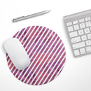 White Slanted Lines Over Pink and Purple Grunge Surface// WaterProof Rubber Foam Backed Anti-Slip Mouse Pad for Home Work Office or Gaming Computer Desk