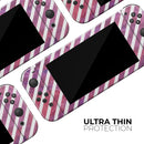 White Slanted Lines Over Pink and Purple Grunge Surface // Skin Decal Wrap Kit for Nintendo Switch Console & Dock, Joy-Cons, Pro Controller, Lite, 3DS XL, 2DS XL, DSi, or Wii