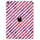 White Slanted Lines Over Pink and Purple Grunge Surface - Full Body Skin Decal for the Apple iPad Pro 12.9", 11", 10.5", 9.7", Air or Mini (All Models Available)