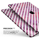 White Slanted Lines Over Pink and Purple Grunge Surface - Full Body Skin Decal for the Apple iPad Pro 12.9", 11", 10.5", 9.7", Air or Mini (All Models Available)