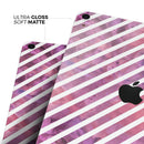 White Slanted Lines Over Pink and Purple Grunge Surface - Full Body Skin Decal for the Apple iPad Pro 12.9", 11", 10.5", 9.7", Air or Mini (All Models Available)