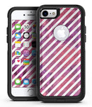 White Slanted Lines Over Pink and Purple Grunge Surface - iPhone 7 or 7 Plus Commuter Case Skin Kit