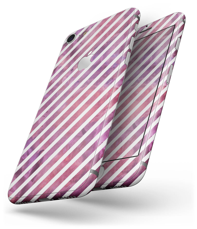 White Slanted Lines Over Pink and Purple Grunge Surface - Skin-kit for the iPhone 8 or 8 Plus