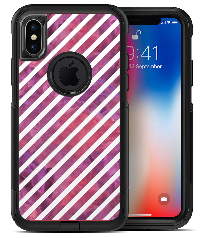 White Slanted Lines Over Pink and Purple Grunge Surface - iPhone X OtterBox Case & Skin Kits