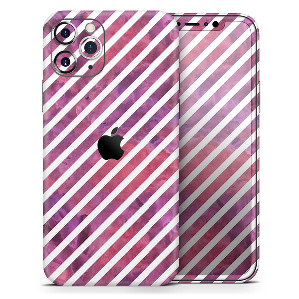 White Slanted Lines Over Pink and Purple Grunge Surface // Skin-Kit compatible with the Apple iPhone 14, 13, 12, 12 Pro Max, 12 Mini, 11 Pro, SE, X/XS + (All iPhones Available)