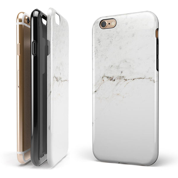 White Slight Grunge Marble Surface iPhone 6/6s or 6/6s Plus 2-Piece Hybrid INK-Fuzed Case