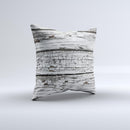 White Wide Aged Wood Planks Ink-Fuzed Decorative Throw Pillow