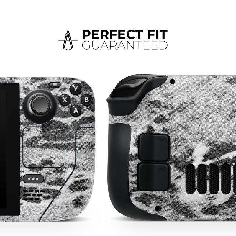 White and Black Real Leopard Print // Full Body Skin Decal Wrap Kit for the Steam Deck handheld gaming computer