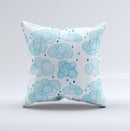 White and Blue Raining Yarn Clouds ink-Fuzed Decorative Throw Pillow