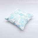 White and Blue Raining Yarn Clouds ink-Fuzed Decorative Throw Pillow