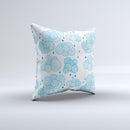 White and Blue Raining Yarn Clouds ink-Fuzed Decorative Throw Pillow