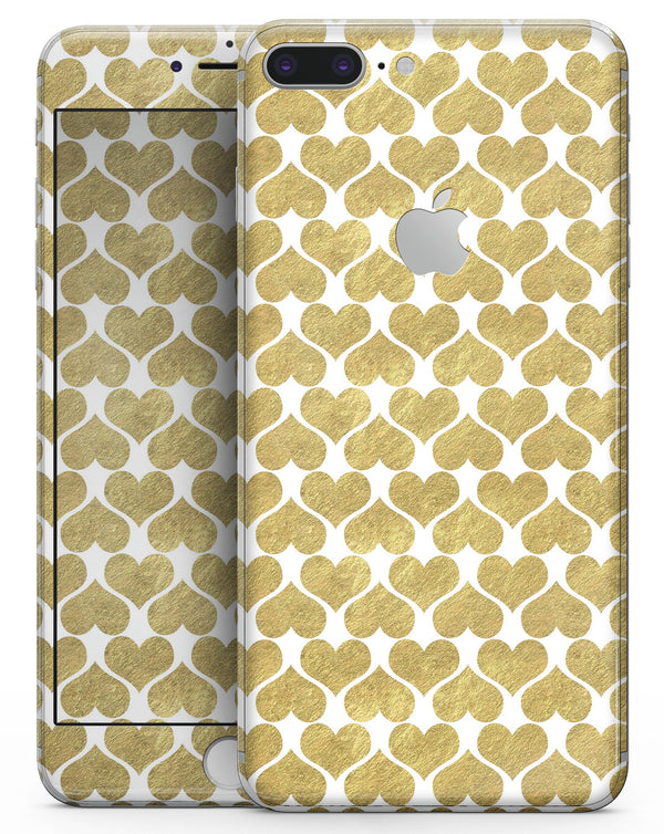 White and Gold Foil Hearts v11 - Skin-kit for the iPhone 8 or 8 Plus