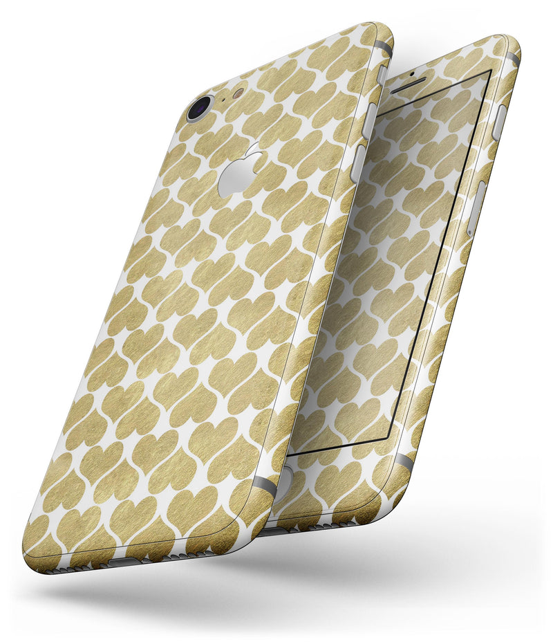 White and Gold Foil Hearts v11 - Skin-kit for the iPhone 8 or 8 Plus