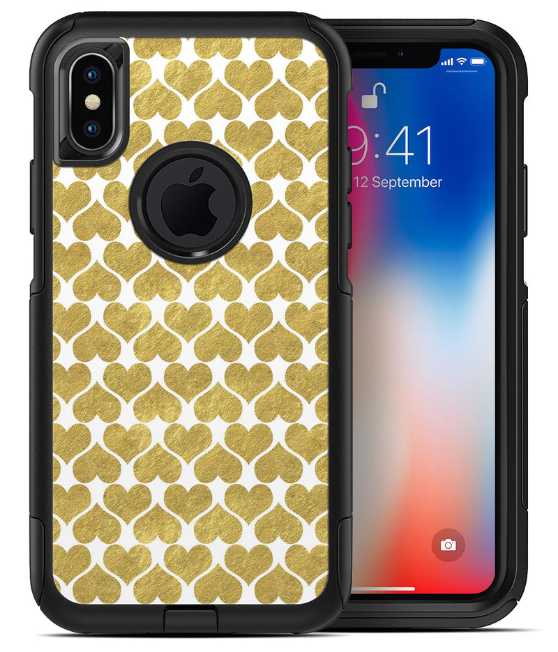 White and Gold Foil Hearts v11 - iPhone X OtterBox Case & Skin Kits