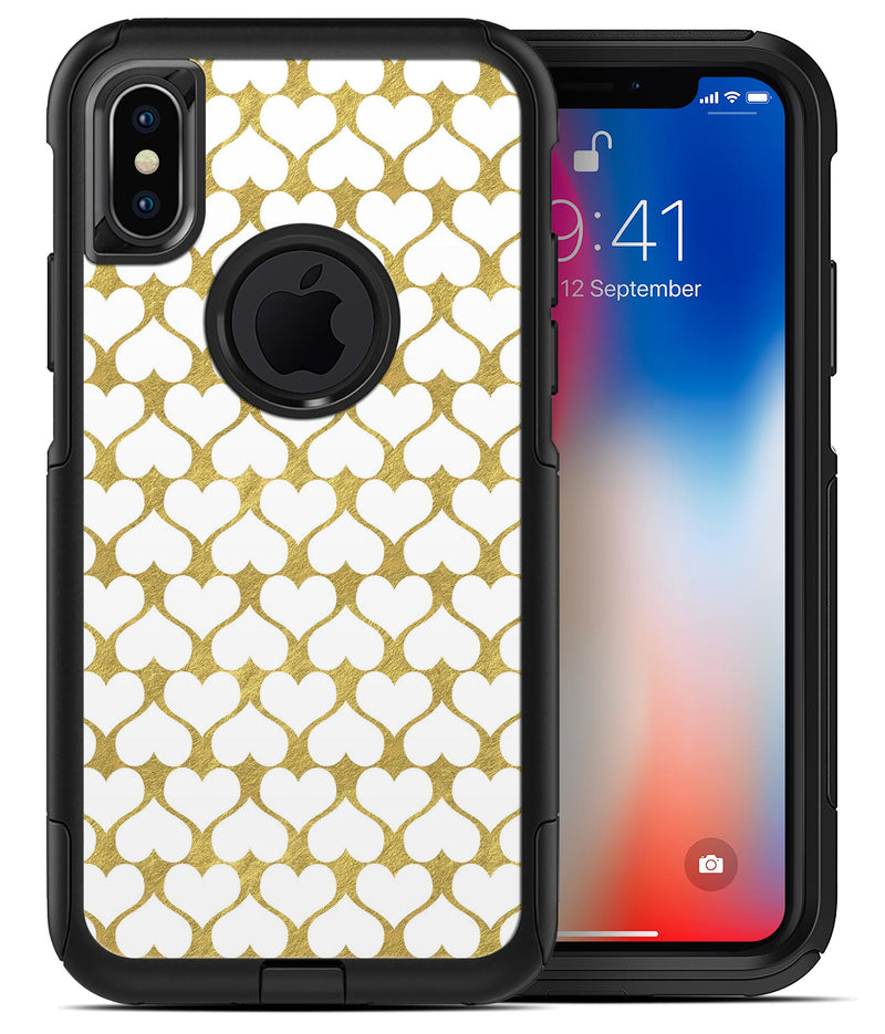 White and Gold Foil Hearts v13 - iPhone X OtterBox Case & Skin Kits