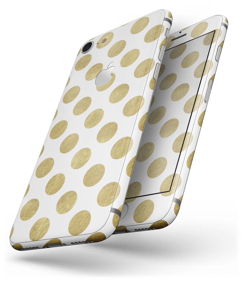 White and Gold Foil Polka v10 - Skin-kit for the iPhone 8 or 8 Plus