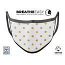 White and Gold Foil Polka v12 - Made in USA Mouth Cover Unisex Anti-Dust Cotton Blend Reusable & Washable Face Mask with Adjustable Sizing for Adult or Child