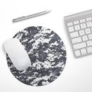 White and Gray Digital Camouflage// WaterProof Rubber Foam Backed Anti-Slip Mouse Pad for Home Work Office or Gaming Computer Desk