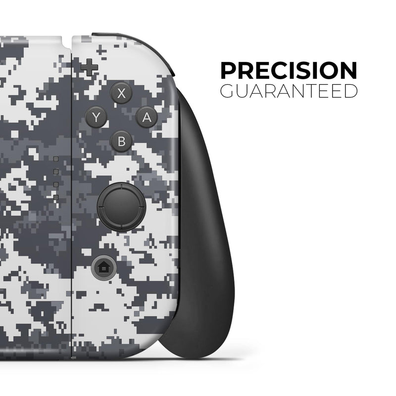 White and Gray Digital Camouflage // Skin Decal Wrap Kit for Nintendo Switch Console & Dock, Joy-Cons, Pro Controller, Lite, 3DS XL, 2DS XL, DSi, or Wii