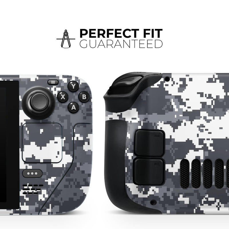 White and Gray Digital Camouflage // Full Body Skin Decal Wrap Kit for the Steam Deck handheld gaming computer