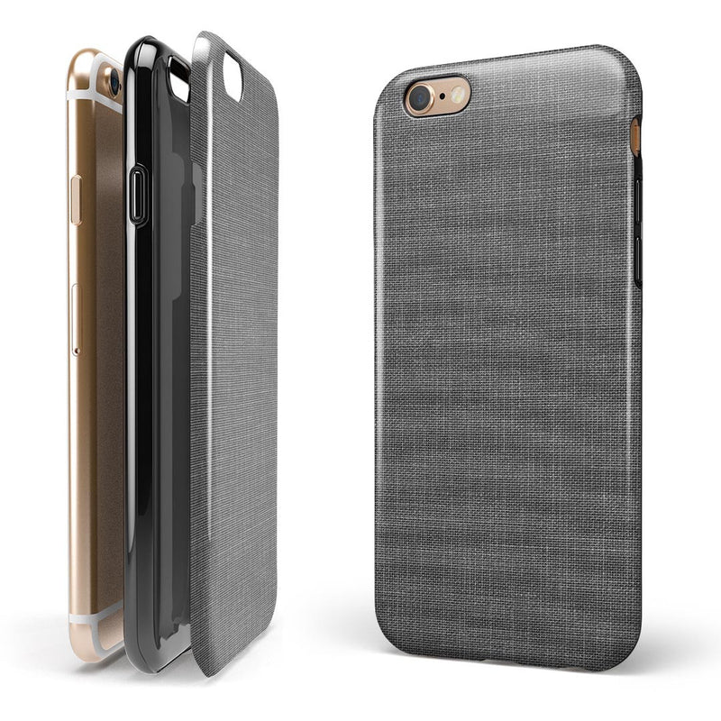White and Gray Scratched Fabric Surface iPhone 6/6s or 6/6s Plus 2-Piece Hybrid INK-Fuzed Case