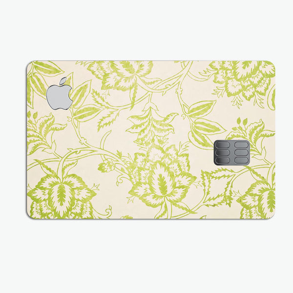 White and Green Floral Damask Pattern - Premium Protective Decal Skin-Kit for the Apple Credit Card