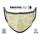 White and Green Floral Damask Pattern - Made in USA Mouth Cover Unisex Anti-Dust Cotton Blend Reusable & Washable Face Mask with Adjustable Sizing for Adult or Child