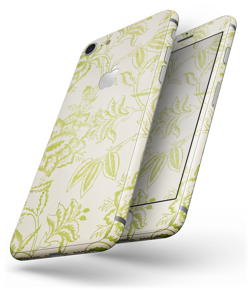 White and Green Floral Damask Pattern - Skin-kit for the iPhone 8 or 8 Plus