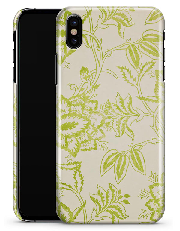 White and Green Floral Damask Pattern - iPhone X Clipit Case
