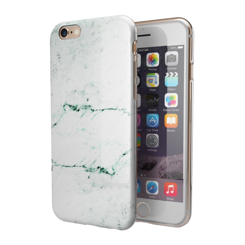White and Green Marble Surface iPhone 6/6s or 6/6s Plus 2-Piece Hybrid INK-Fuzed Case