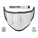 White and Green Marble Surface - Made in USA Mouth Cover Unisex Anti-Dust Cotton Blend Reusable & Washable Face Mask with Adjustable Sizing for Adult or Child