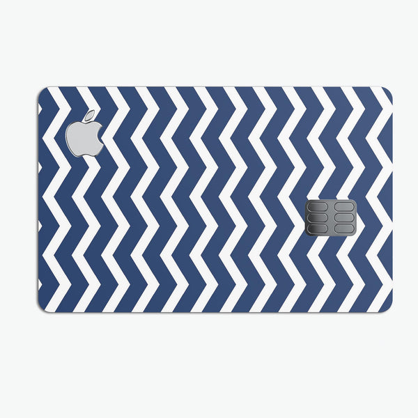 White and Navy Chevron Stripes - Premium Protective Decal Skin-Kit for the Apple Credit Card