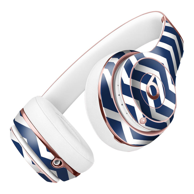 White and Navy Chevron Stripes Full-Body Skin Kit for the Beats by Dre Solo 3 Wireless Headphones