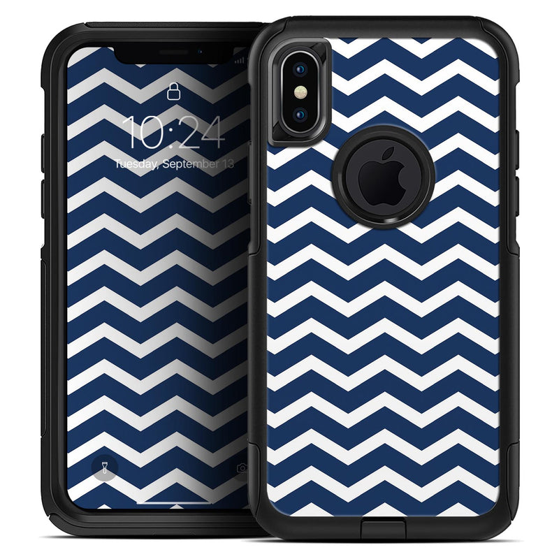White and Navy Chevron Stripes - Skin Kit for the iPhone OtterBox Cases