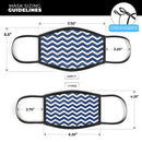 White and Navy Chevron Stripes - Made in USA Mouth Cover Unisex Anti-Dust Cotton Blend Reusable & Washable Face Mask with Adjustable Sizing for Adult or Child