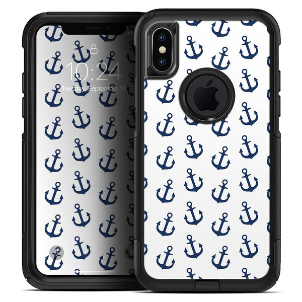 White and Navy Micro Anchors - Skin Kit for the iPhone OtterBox Cases