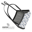White and Navy Micro Anchors - Made in USA Mouth Cover Unisex Anti-Dust Cotton Blend Reusable & Washable Face Mask with Adjustable Sizing for Adult or Child