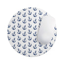 White and Navy Micro Anchors// WaterProof Rubber Foam Backed Anti-Slip Mouse Pad for Home Work Office or Gaming Computer Desk