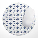 White and Navy Micro Anchors// WaterProof Rubber Foam Backed Anti-Slip Mouse Pad for Home Work Office or Gaming Computer Desk