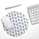 White and Navy Micro Anchors// WaterProof Rubber Foam Backed Anti-Slip Mouse Pad for Home Work Office or Gaming Computer Desk