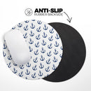 White and Navy Micro Anchors// WaterProof Rubber Foam Backed Anti-Slip Mouse Pad for Home Work Office or Gaming Computer Desk