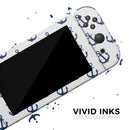 White and Navy Micro Anchors // Skin Decal Wrap Kit for Nintendo Switch Console & Dock, Joy-Cons, Pro Controller, Lite, 3DS XL, 2DS XL, DSi, or Wii