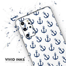White and Navy Micro Anchors - Skin-Kit for the Samsung Galaxy S-Series S20, S20 Plus, S20 Ultra , S10 & others (All Galaxy Devices Available)